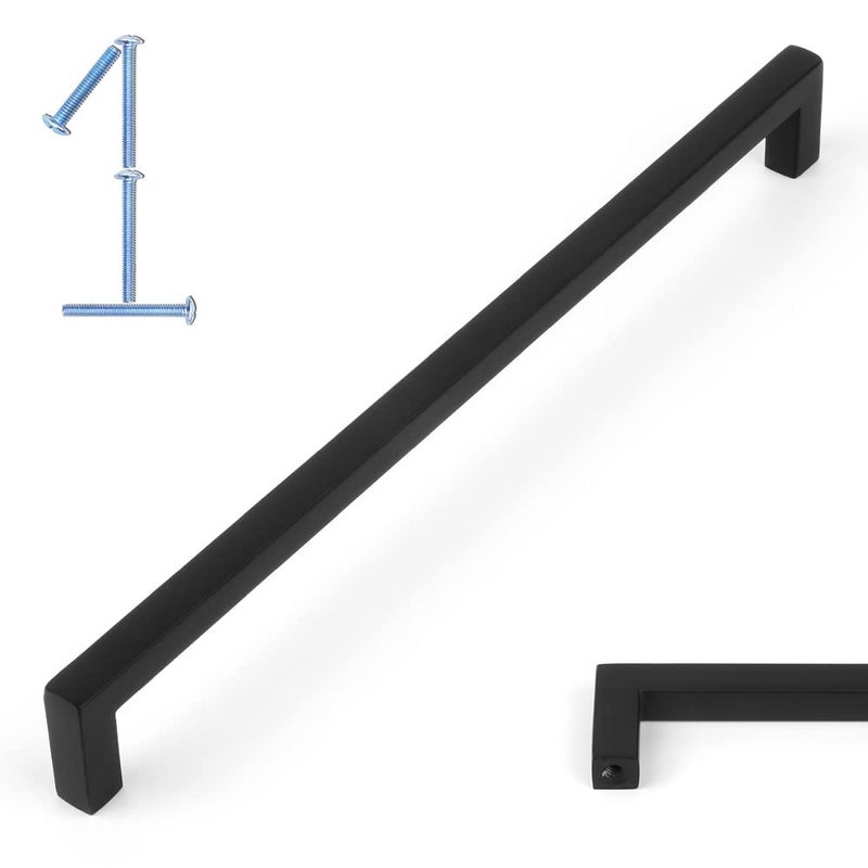 KOOFIZO Solid Square Bar Cabinet Handle - Black Furniture Pull, 7.6 Inch/192mm Screwhole Distance, 1-Piece for Kitchen Cupboard Door, Bedroom Dresser Drawer, Bathroom Wardrobe Hardware - Image 1